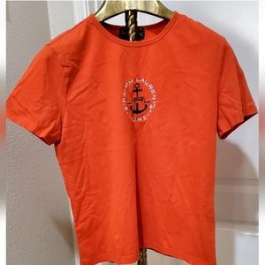 Lauren Ralph Lauren Orange Knit Top Anchor 100% Cotton Lauren Active Size L
